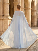 Column Strapless Sleeveless Long Formal Dresses with Cape