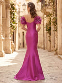 Mermaid Satin Strapless Sleeveless Long Formal Dresses with Flower