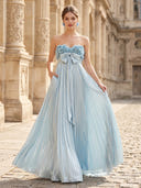 A Line Strapless Sleeveless Long Formal Dresses with Pockets