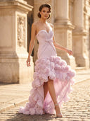 Mermaid Pleated Sweetheart Sleeveless Long Formal Dresses with Flower