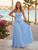 A Line Chiffon Strapless Sleeveless Formal Dresses