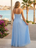 A Line Chiffon Strapless Sleeveless Formal Dresses