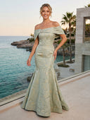 Mermaid Satin Off the Shoulder Sleeveless Long Formal Dresses