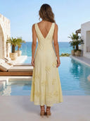 Satin Sheath V Neck Sleeveless Long Formal Dresses