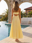 A Line Spaghetti Straps Chiffon Sleeveless Long Formal Dresses