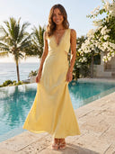 Sheath Satin V Neck Sleeveless Formal Dresses