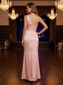 Satin Sheath One Shoulder Sleeveless Formal Dresses