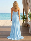 Sheath Chiffon Strapless Sleeveless Long Formal Dresses