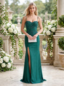 Lace Appliques Mermaid Corset Long Formal Dresses with Slit