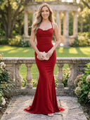 Sequin Cowl Neck Mermaid Long Formal Dresses