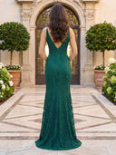 Lace V Neck Mermaid Shealth Long Formal Dresses Wedding Guest Maxi Dresses