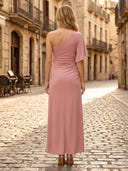 Chiffon Mermaid One Shoulder Long Formal Dresses with Pleated