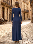 Tulle Mermaid V Neck Long Sleeves Long Formal Dresses with Pleated