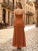 Satin A Line Strapless Long Formal Dresses