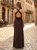Chiffon Mermaid Halter Sleeveless Long Formal Dresses with Slit