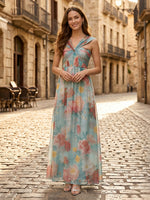 Chiffon A Line Halter Sleeveless Long Formal Dresses