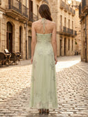 Chiffon A Line Halter Sleeveless Long Formal Dresses