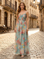 A Line Chiffon Sweetheart Sleeveless Long Formal Dresses