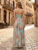 A Line Chiffon Sweetheart Sleeveless Long Formal Dresses