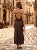 Sheath Satin Cowl Neck Sleeveless Long Formal Dresses