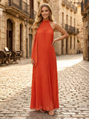 Chiffon A Line Halter Sleeveless Long Formal Dresses