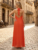 Chiffon A Line Halter Sleeveless Long Formal Dresses