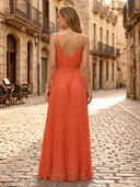 Chiffon A Line Spaghetti Straps Sleeveless Long Formal Dresses