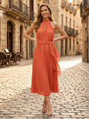 A Line Chiffon Halter Sleeveless Formal Dresses