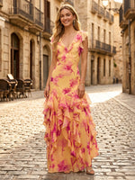 Chiffon V Neck A Line Sleeveless Long Formal Dresses
