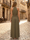 A Line Chiffon Halter Sleeveless Long Formal Dresses