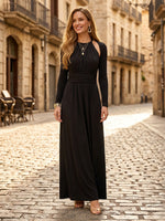 Chiffon A Line Halter Long Sleeves Long Formal Dresses