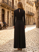 Chiffon A Line Halter Long Sleeves Long Formal Dresses