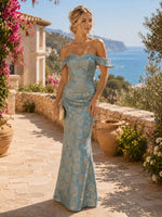 Jacquard Mermaid Off Shoulder Long Formal Dresses