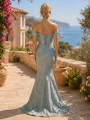 Jacquard Mermaid Off Shoulder Long Formal Dresses