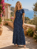 Lace A Line Scoop Neck Short Sleeves Short Formal Dresses