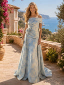 Jacquard Mermaid Off Shoulder Short Formal Dresses