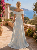 Jacquard Mermaid Evening Dresses Off Shoulder Long Formal Dresses