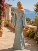 Jacquard Mermaid Long Sleeves Long Formal Dresses