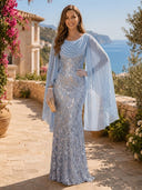 Sequin Mermaid Long Sleeves Long Formal Dresses