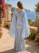 Sequin Mermaid Long Sleeves Long Formal Dresses