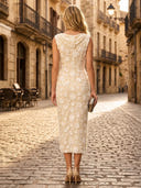 Lace Mermaid Boat Neck Sleeveless Maxi Formal Dresses