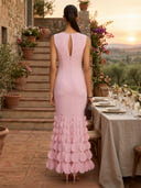 Satin Mermaid Boat Neck Sleeveless Long Formal Dresses