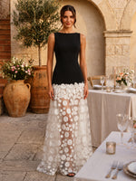 Satin Mermaid Boat Neck Sleeveless Long Formal Dresses
