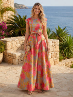Jacquard A Line Boat Neck Short Sleeves Long Formal Dresses