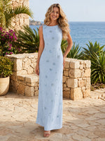 Satin Mermaid Boat Neck Long Formal Dresses with Beads