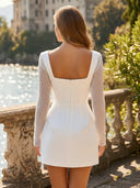 Satin Sheath Long Sleeves Mini Homecoming Dresses