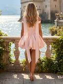 Satin A Line Off the Shoulder Short Homecoming Dresses with Scarf