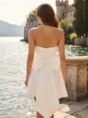 Satin Mermaid Short Strapless Homecoming Dresses with Bow