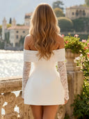 Lace Mermaid Long Sleeves Mini Homecoming Dresses