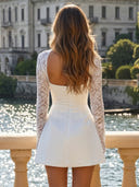 Lace Mermaid Long Sleeves Square Neck Mini Homecoming Dresses
